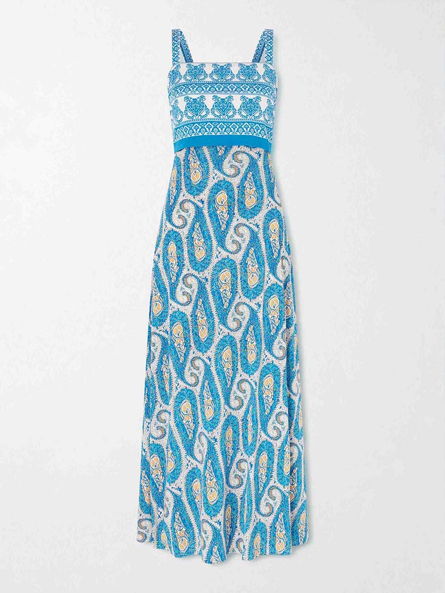 Exquisites Maxikleid mit Paisleyprint und eckigem Ausschnitt