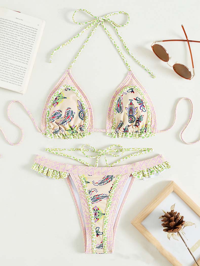 Folklore Print Tie Bikini Set