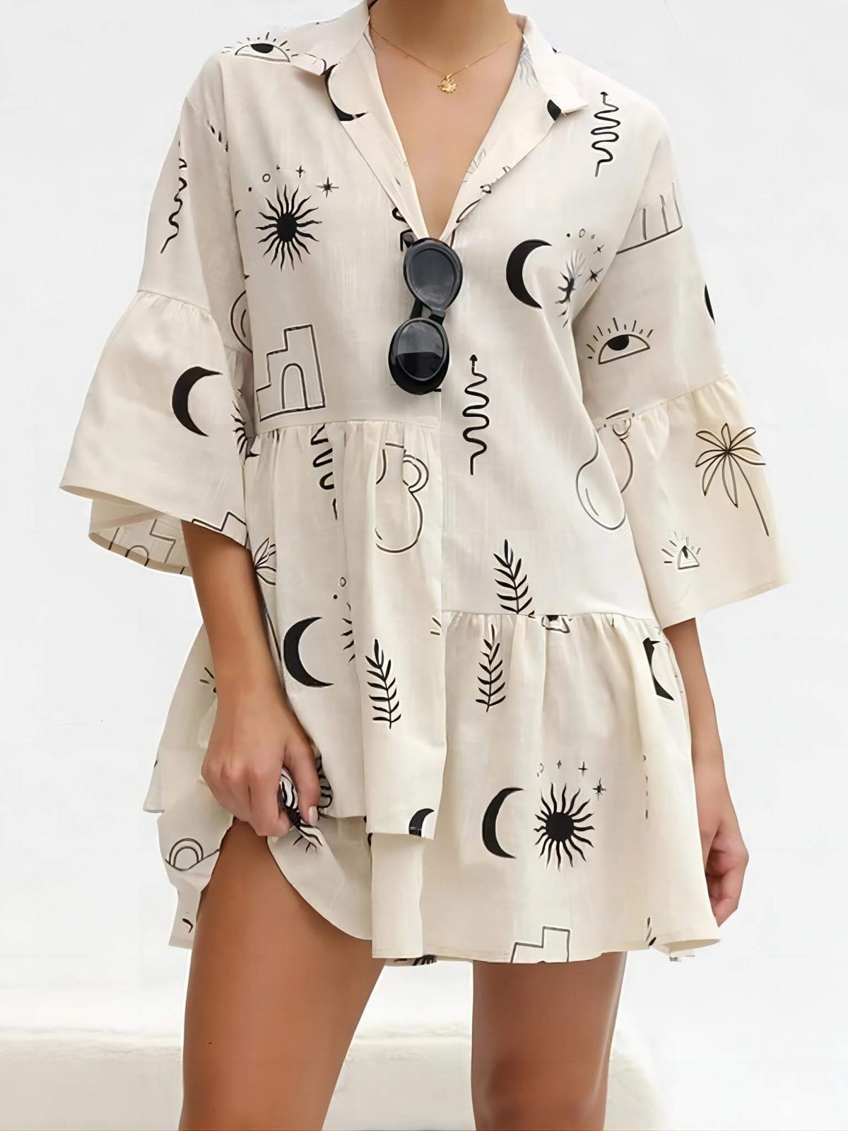 Vestido curto largo de estilo étnico