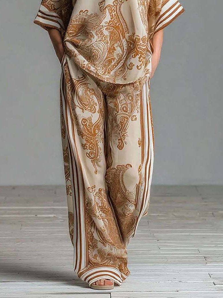 Boho-Hose mit Paisleymuster und hoher Taille