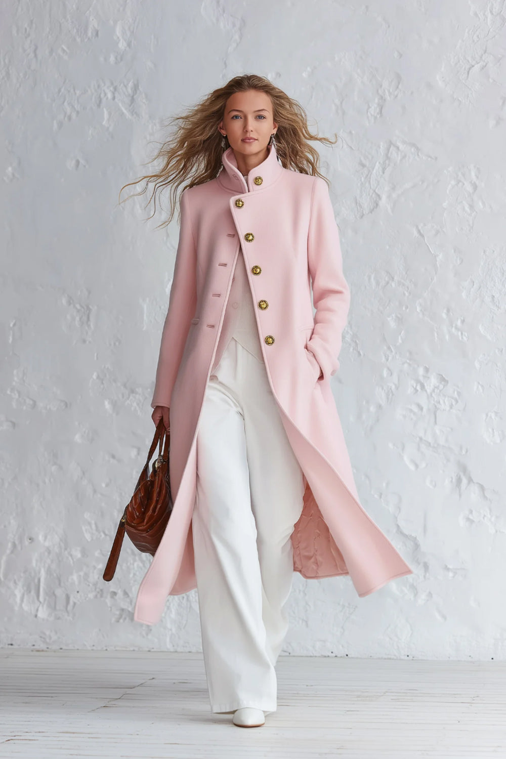 Stand Collar Single Breasted Coat