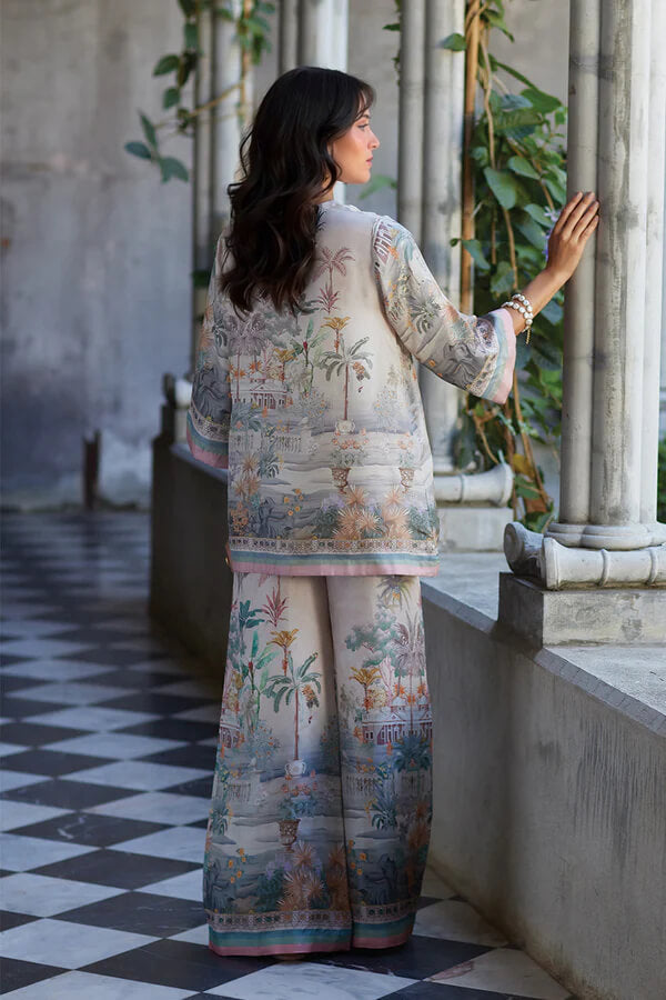 Camicia elegante e vivace, ampia e oversize, con stampa digitale e maniche svasate
