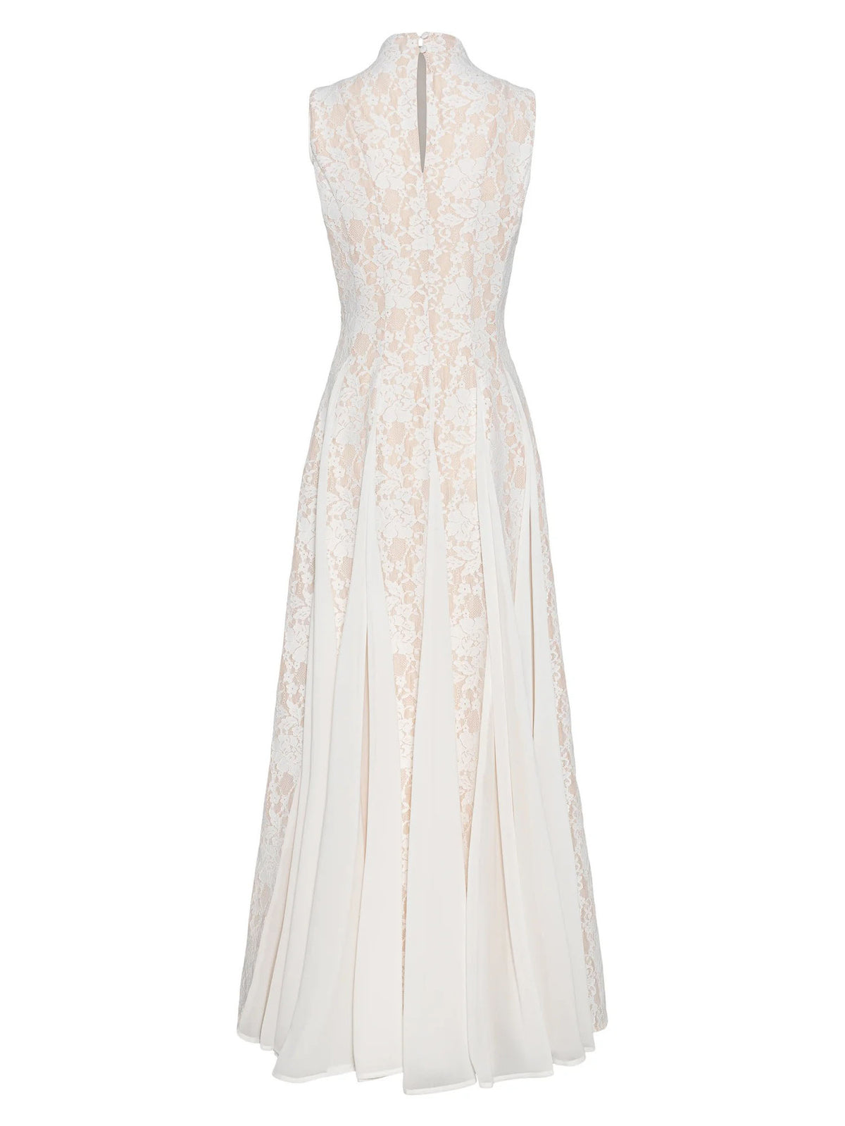 Elegantes Maxikleid mit hohem Kragen und Spitzeneinsatz