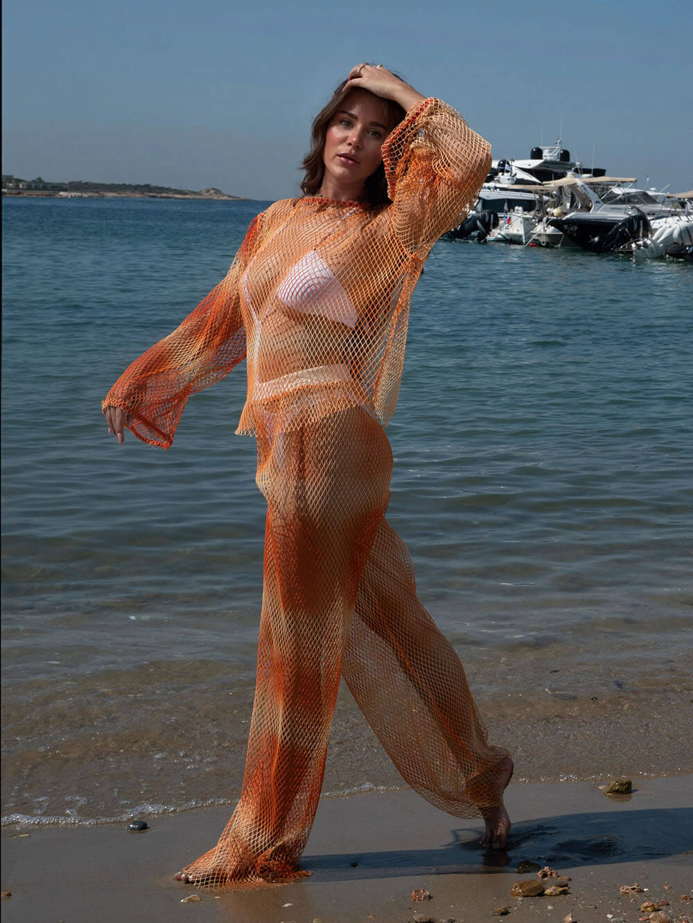Set aus Mesh mit Sonnenuntergangsprint und Cut-outs