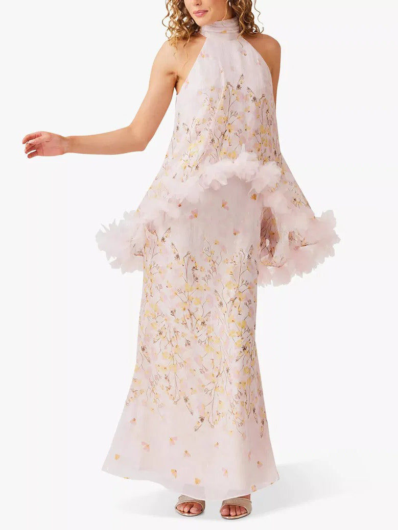 Gonna elegante in chiffon con stampa floreale