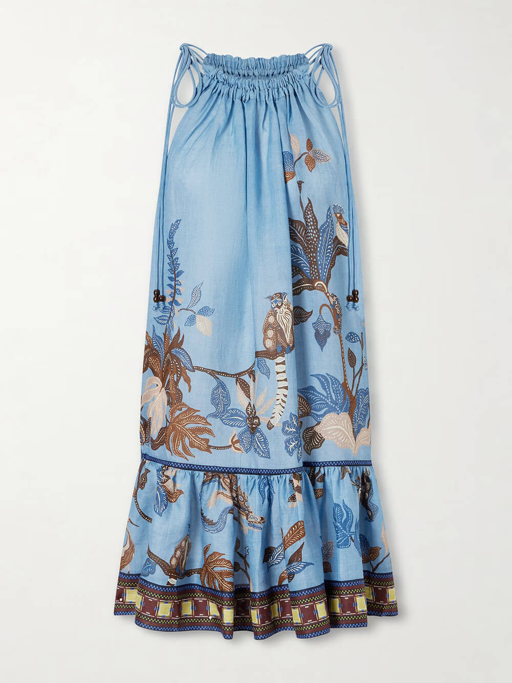 Einzigartiges gestuftes Mini-Leinenkleid mit Blumenprint