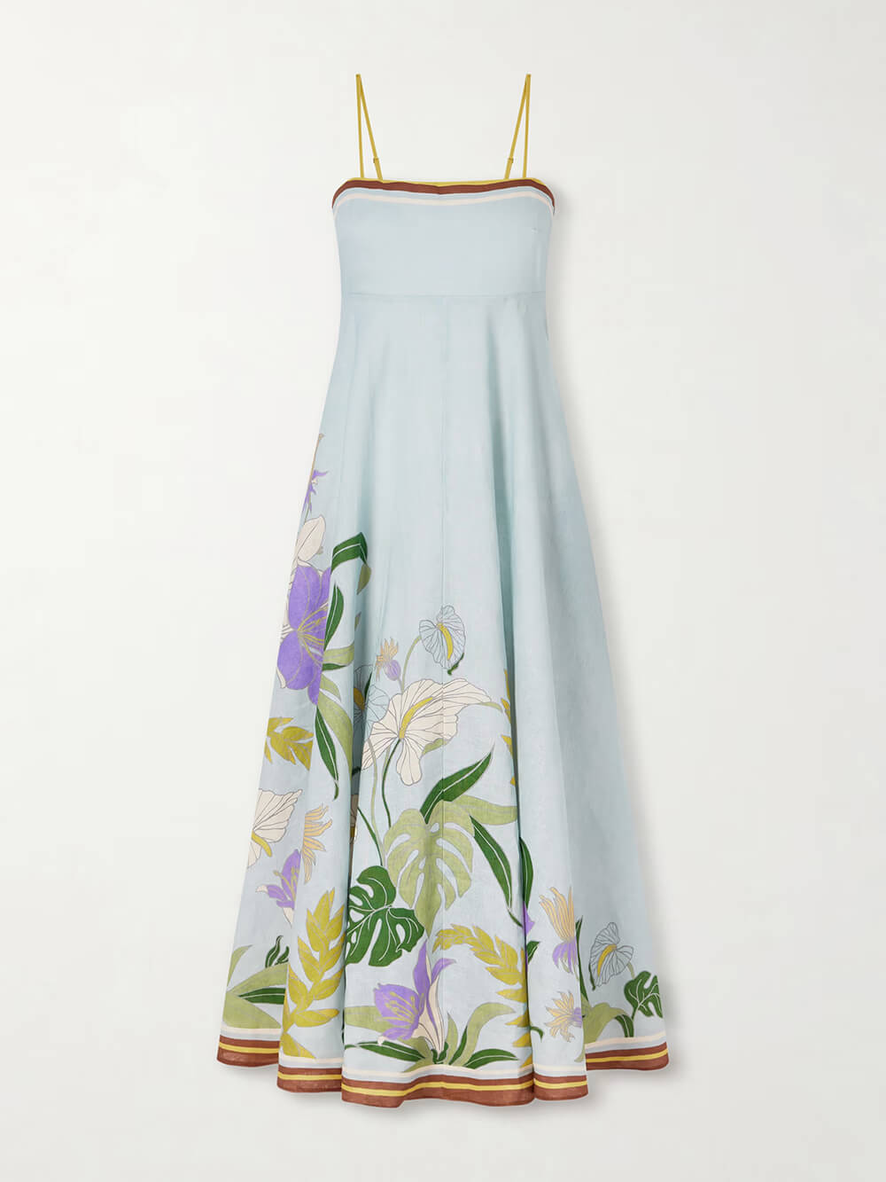 Abito midi in lino con stampa floreale