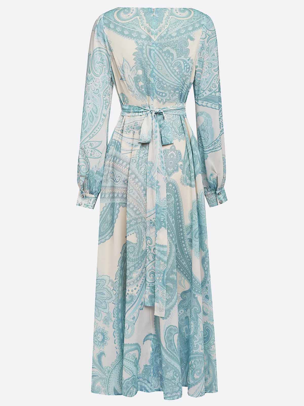 Elegant Paisley Print Chiffon Maxi Dress