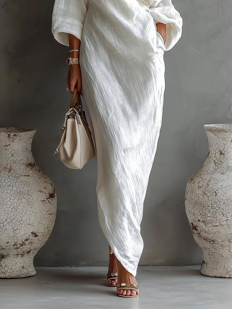 Elegant One-Shoulder Draped Maxi Dress