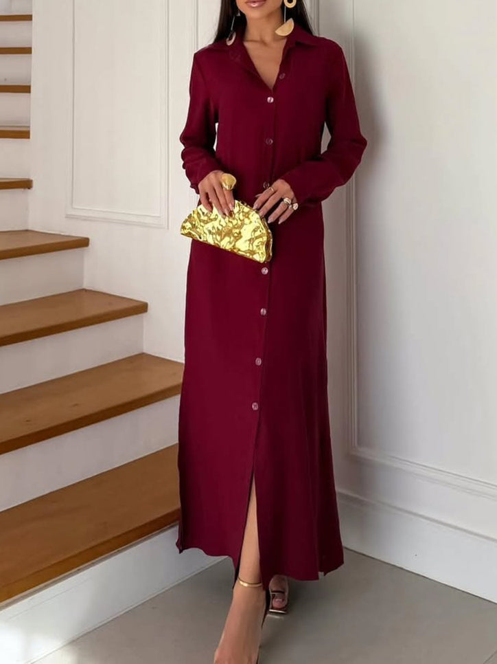 Lässiges Maxikleid im Wickelstil mit Fransen und Knopfleiste