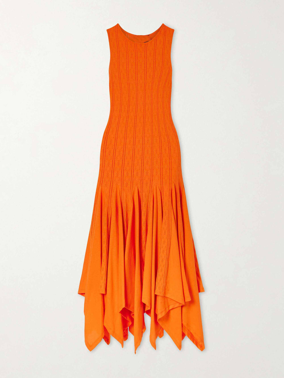 Vestido midi de malha casual com recortes e bainha assimétrica