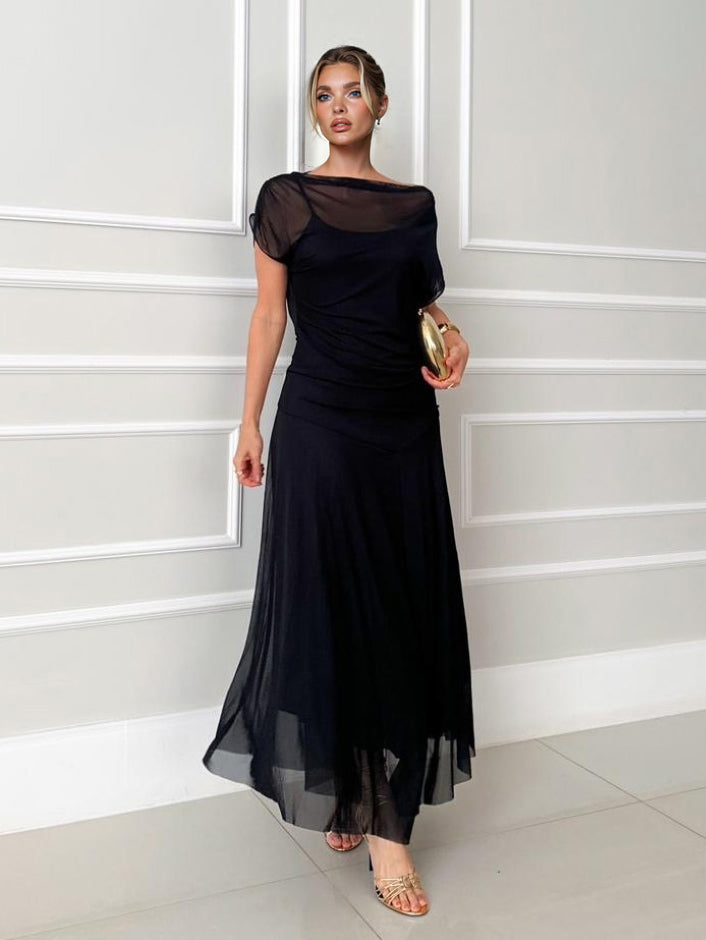 Flowing Sheer Chiffon Maxi Dress