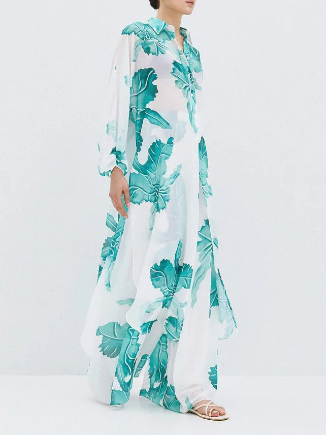 Conjunto elegante de dos piezas con estampado floral dorado