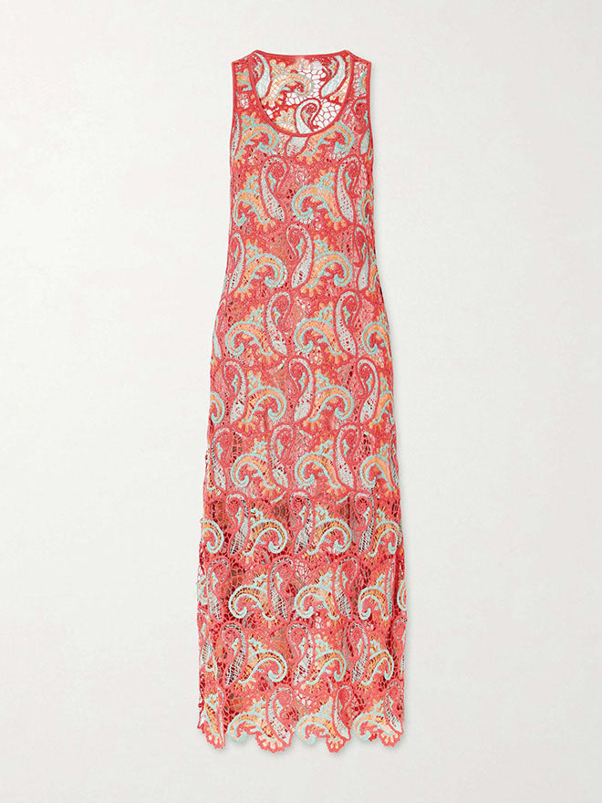 Exquisite Paisley Crochet Midi Dress