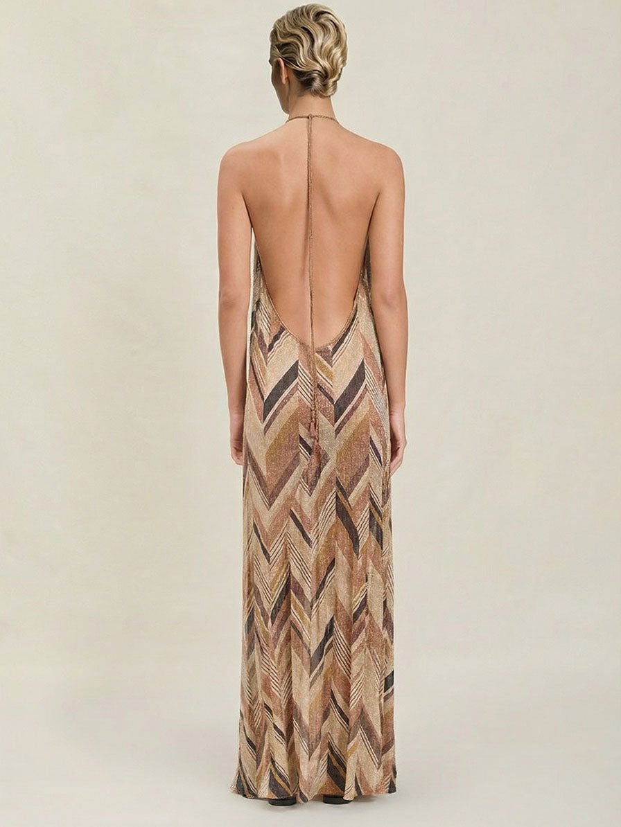 Boho-Maxikleid mit Chevron-Print und Neckholder
