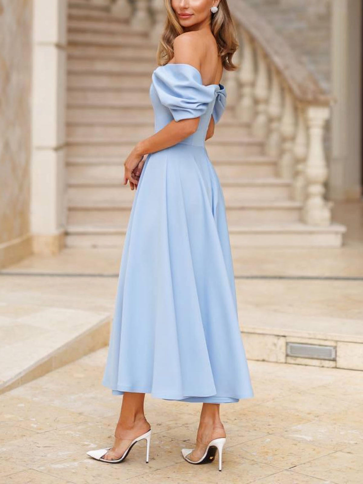 Elegant Off-the-shoulder Draped Maxi Dress