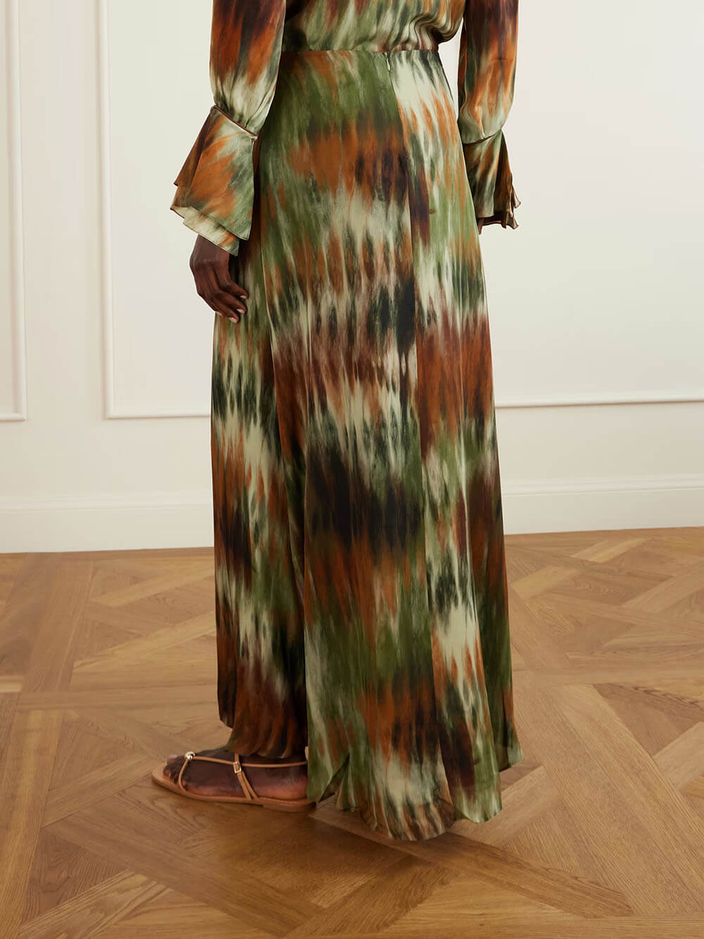 Exquisite Tie-Dye Floral Ruffle Sleeve Shirt