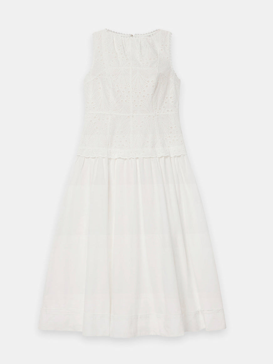 Elegantes ärmelloses Midikleid mit Spitzeneinsatz