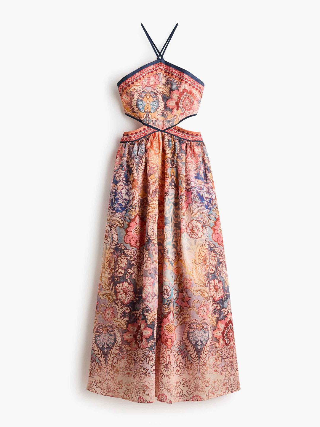Bohemian-Maxikleid mit Print, rückenfrei und Spaghettiträgern