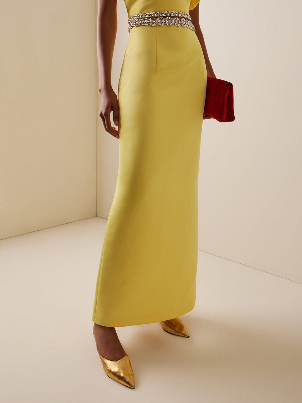 Beautiful Embellished Satin Maxi Skirt