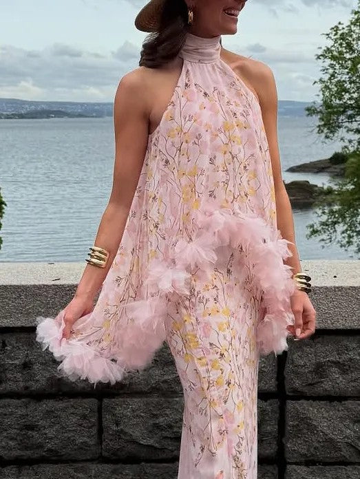 Gonna elegante in chiffon con stampa floreale
