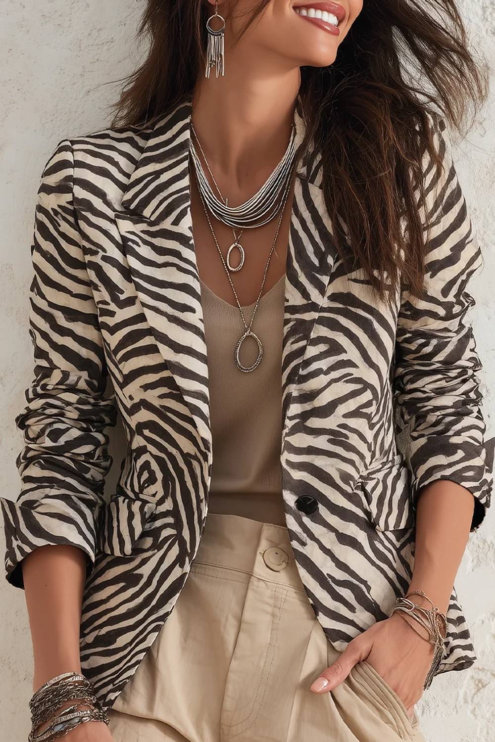 Blazer vintage com padrão de zebra em Lasel