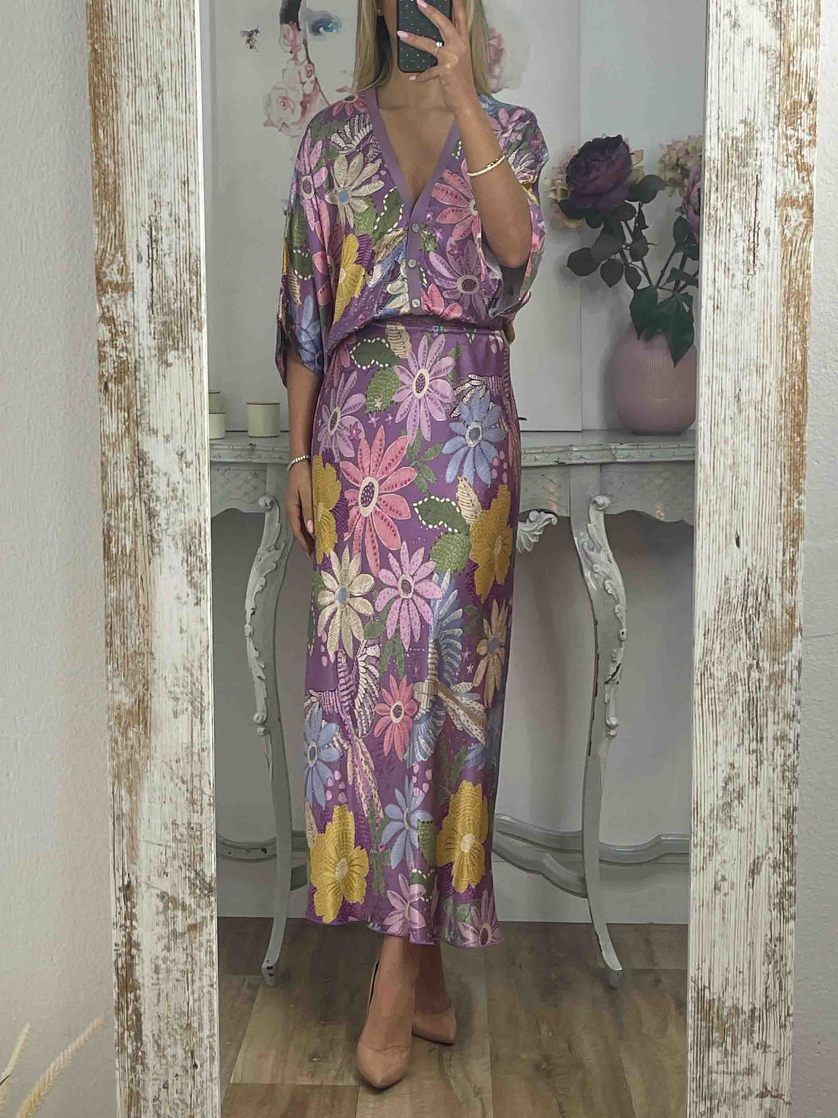 Exquisite Satin Floral Print Fishtail Skirt