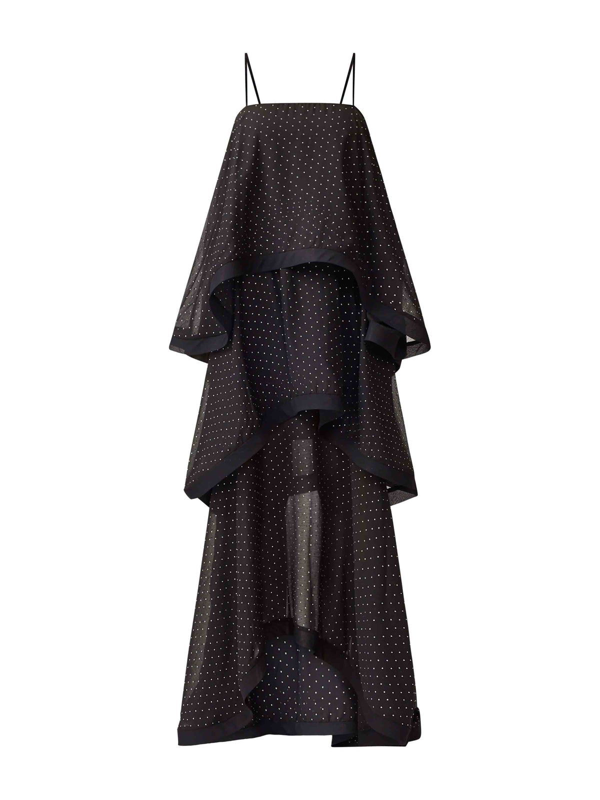 Egant Black Polka Dot Tiered Ruffle Maxi Dress