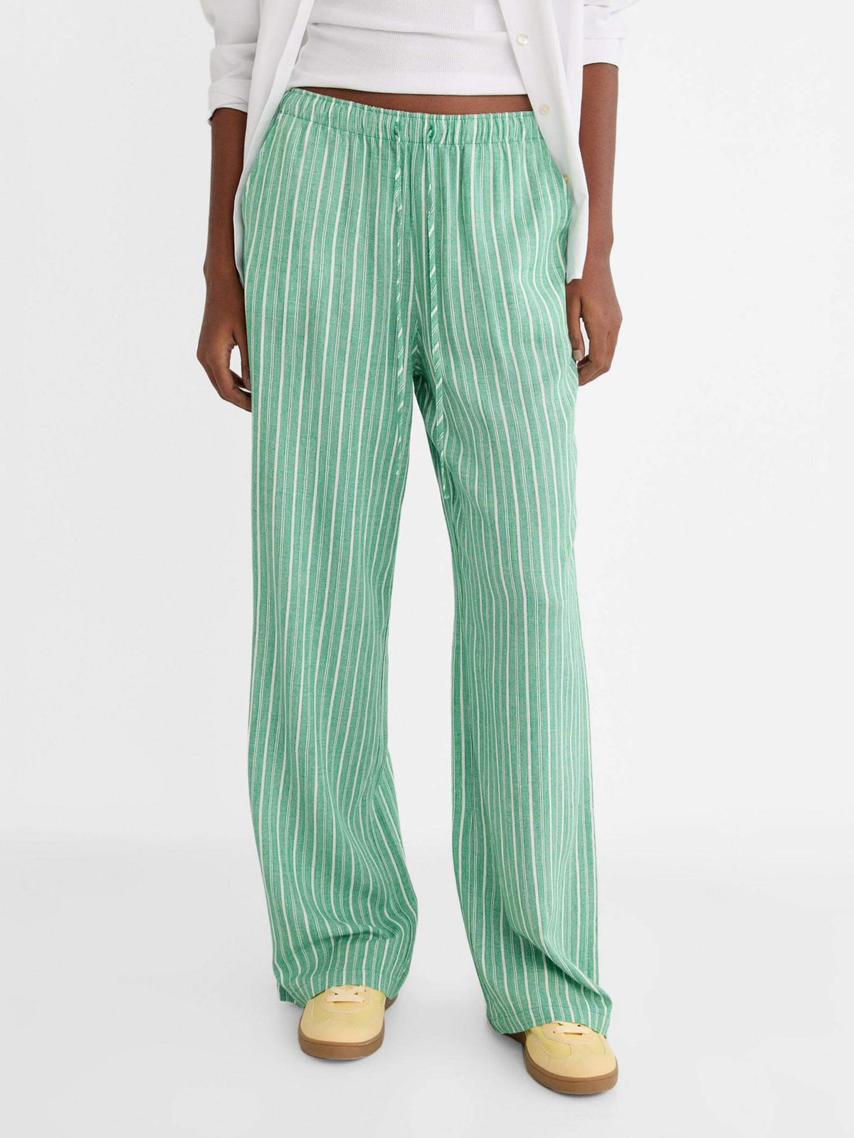 Pantalones holgados de pierna ancha a rayas