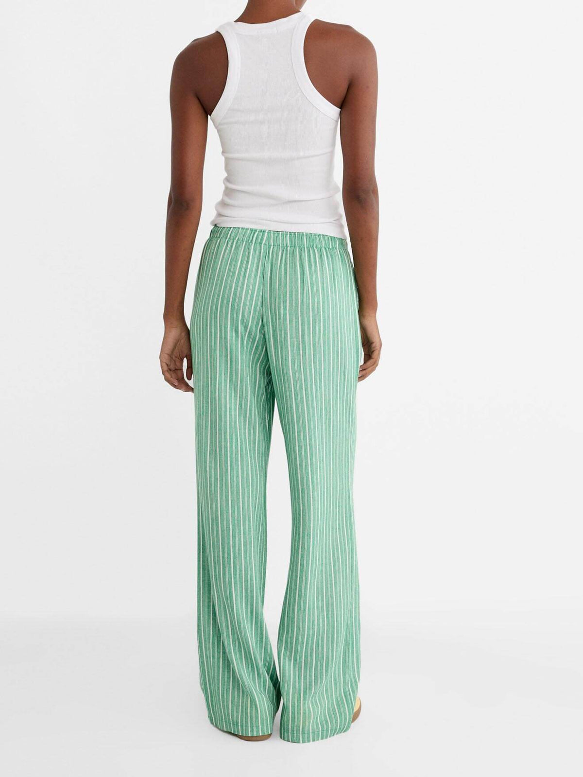 Pantalones holgados de pierna ancha a rayas