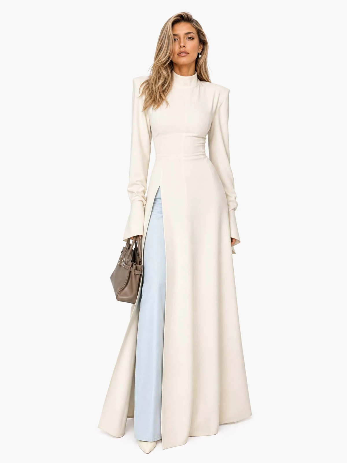 Modisches Kleid mit Schlitz und langem Schnitt