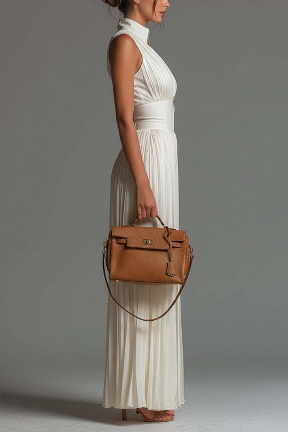 Ärmelloser Jumpsuit mit weitem Bein, Stehkragen und halbem Reißverschluss