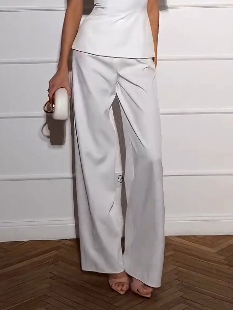 Elegant Cape-Style Top & Wide-Leg Pants Two-Piece Set