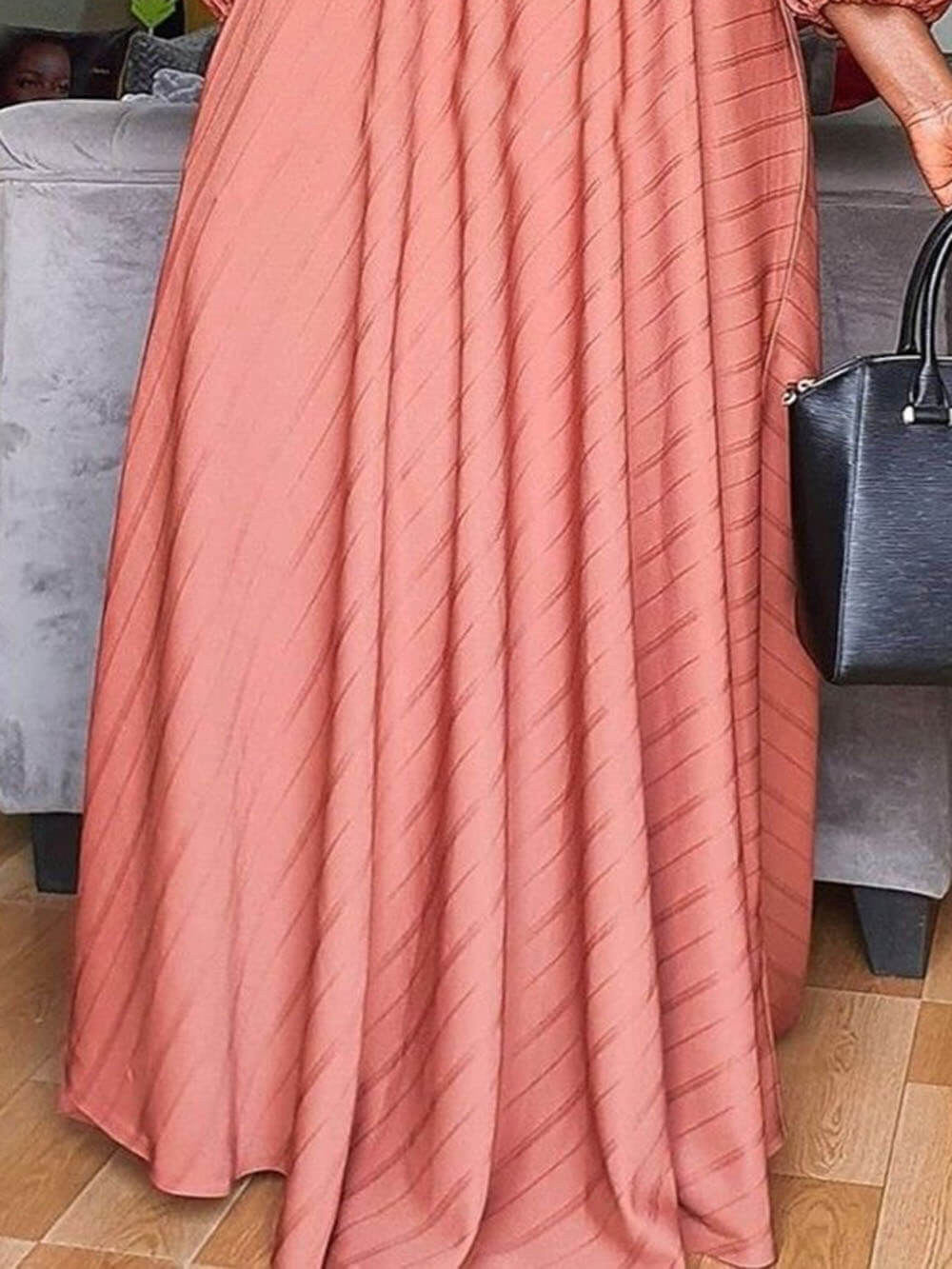 Abito lungo stile bohémien, plissettato e oversize