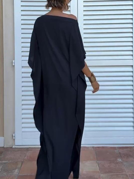 Elegant One-Shoulder Draped Maxi Dress