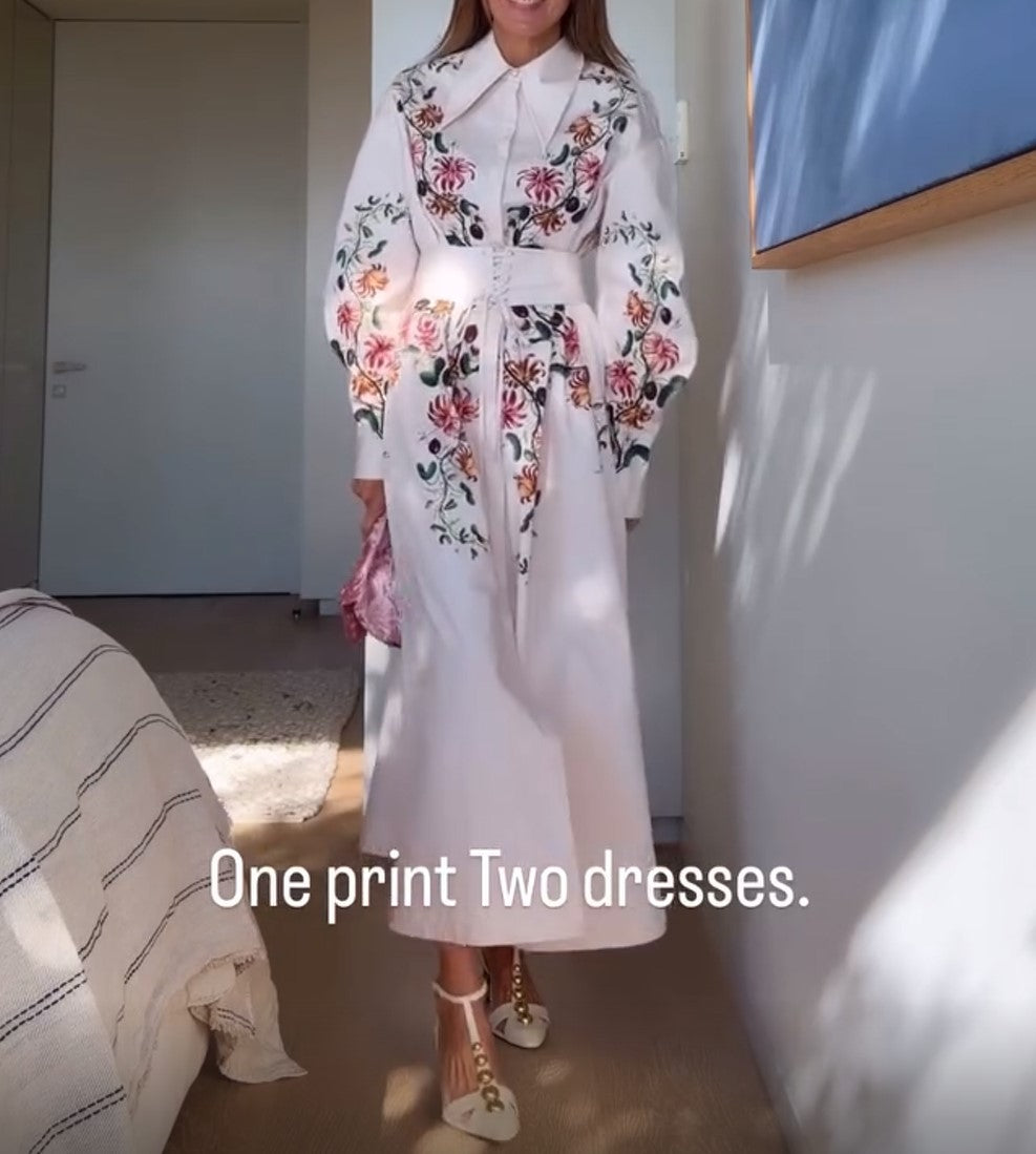 Midikleid mit weißem Blumenmuster