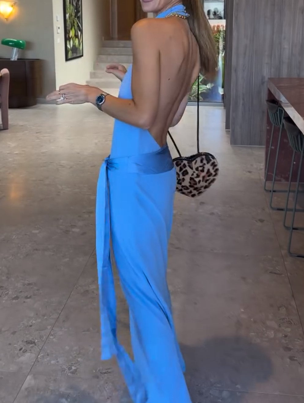Women’s Halter Tie‑Waist Maxi Dress Sleeveless Backless Elegant Party Long Dress