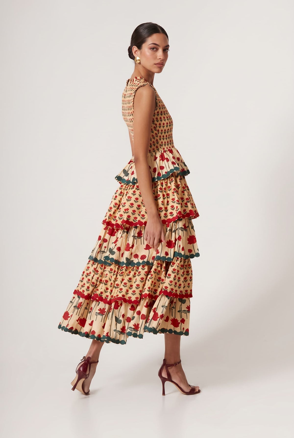 Plissiertes Maxikleid mit Print