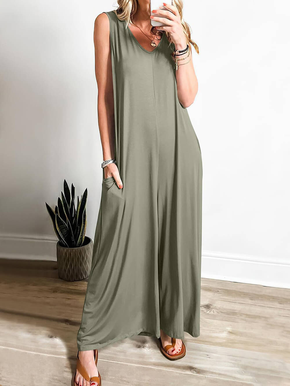 Frischer, lässiger, leichter Jumpsuit mit Taschen