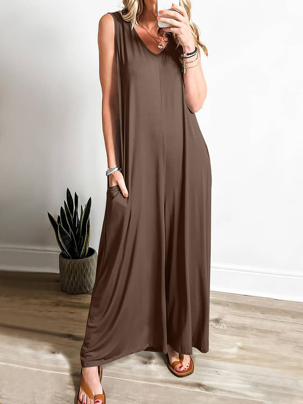 Frischer, lässiger, leichter Jumpsuit mit Taschen
