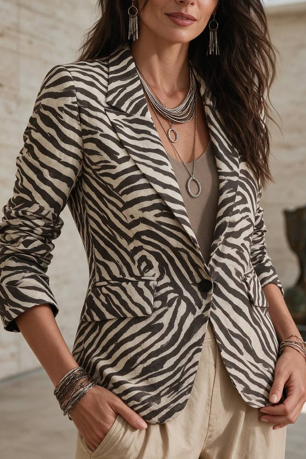 Blazer vintage com padrão de zebra em Lasel