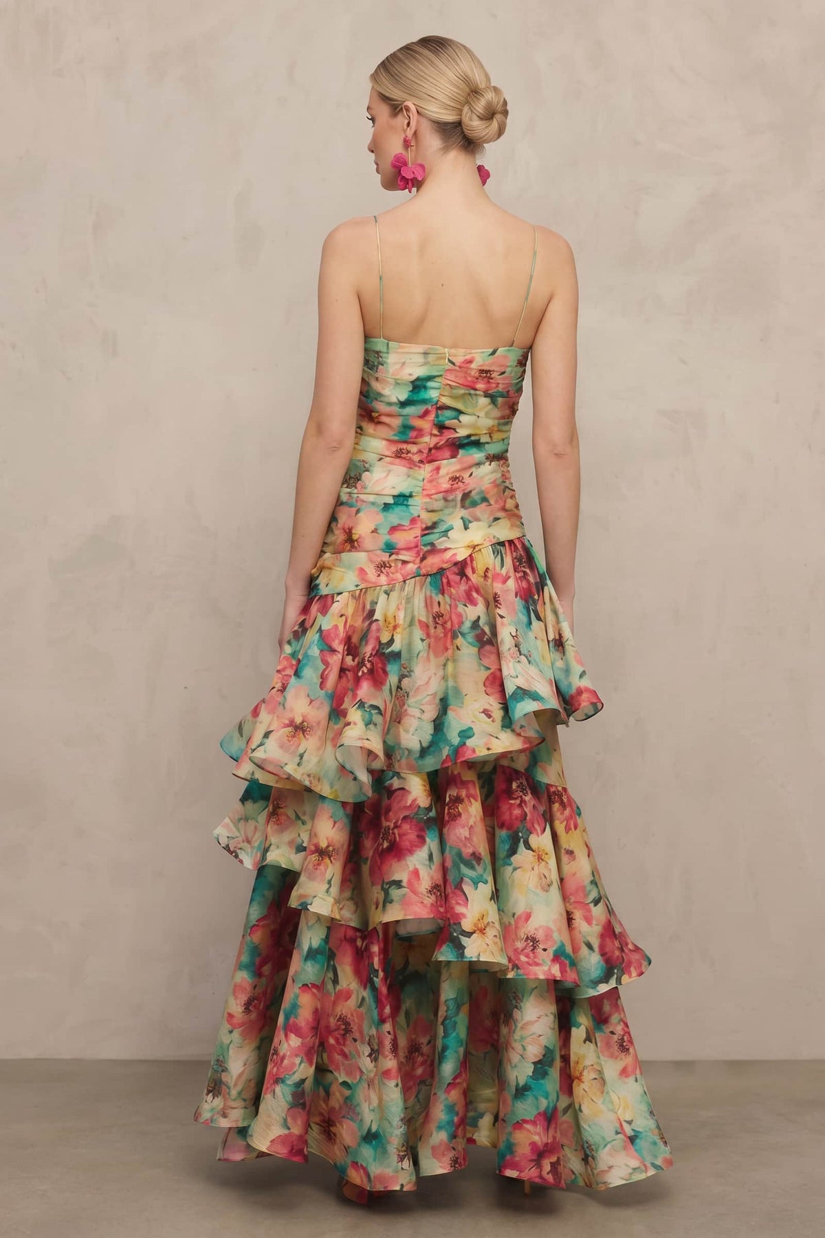Maxikleid mit Blumenmuster in Slip-Optik