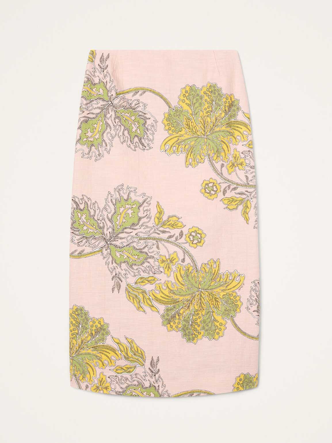 Conjunto de duas peças com top com acabamento de penas e saia midi