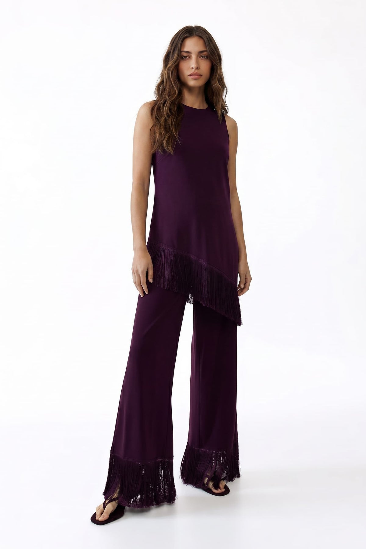 Set aus Oberteil mit Quastendesign und Hose mit weitem Bein
