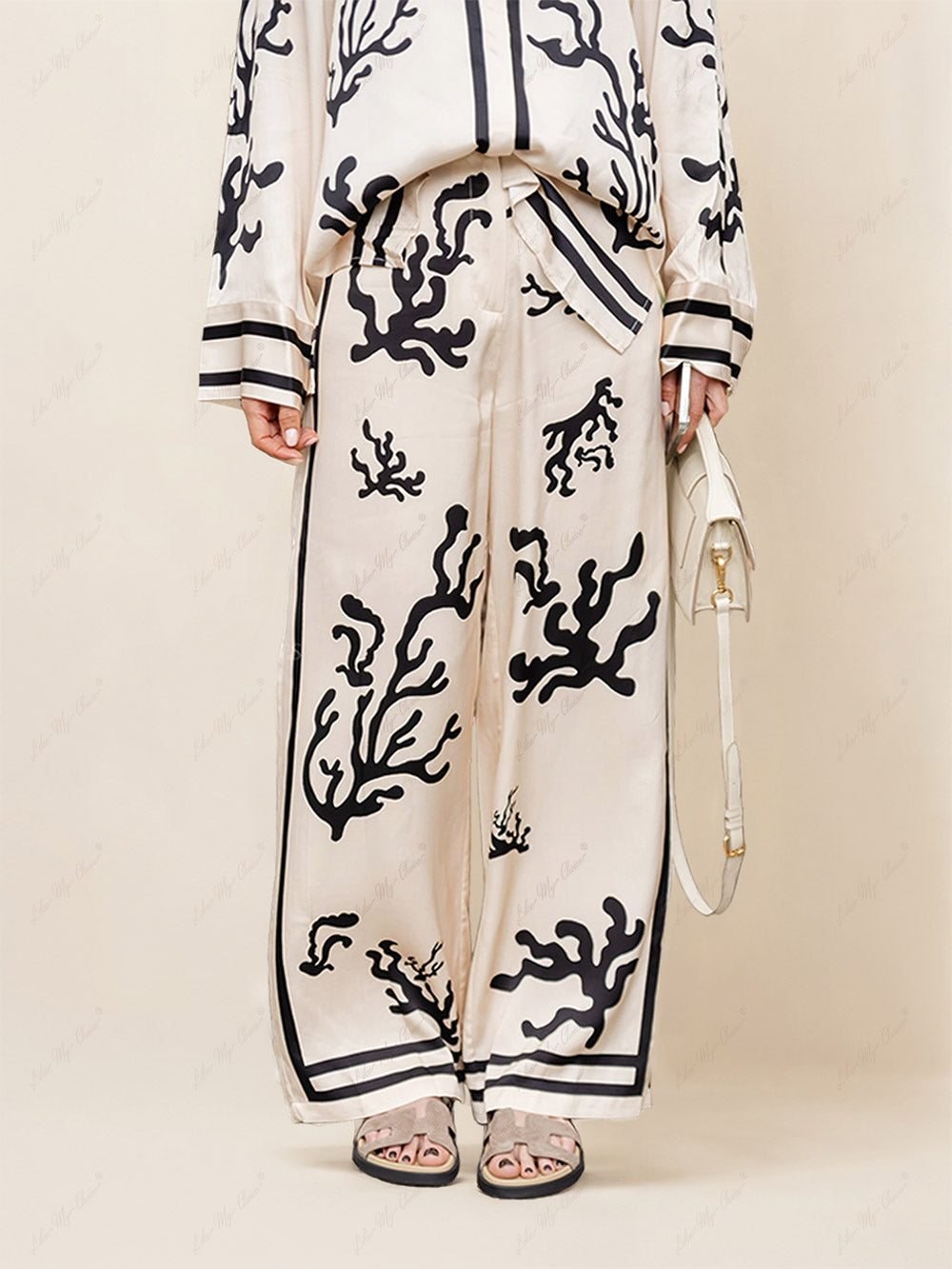 Pantalones estampados de pierna ancha
