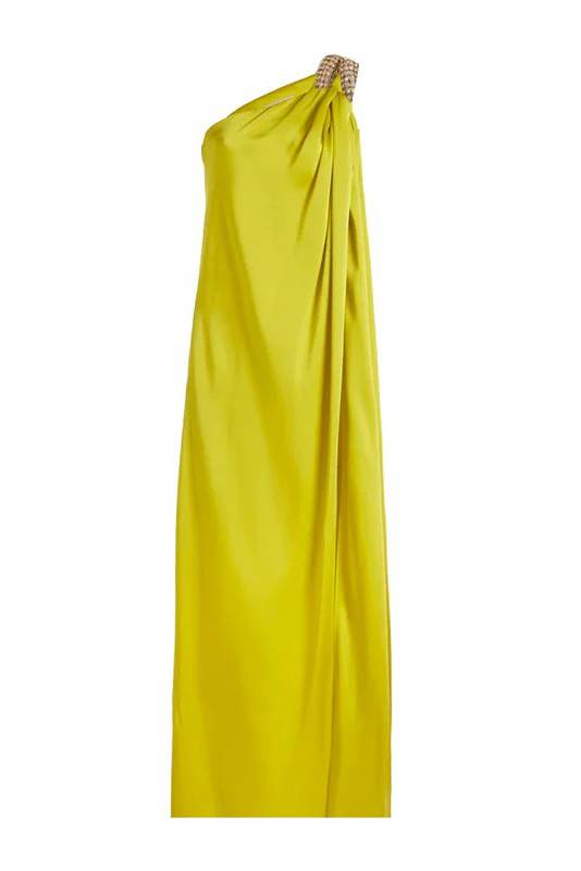 Schulterfreies Kleid in A-Linie mit asymmetrischem Ausschnitt