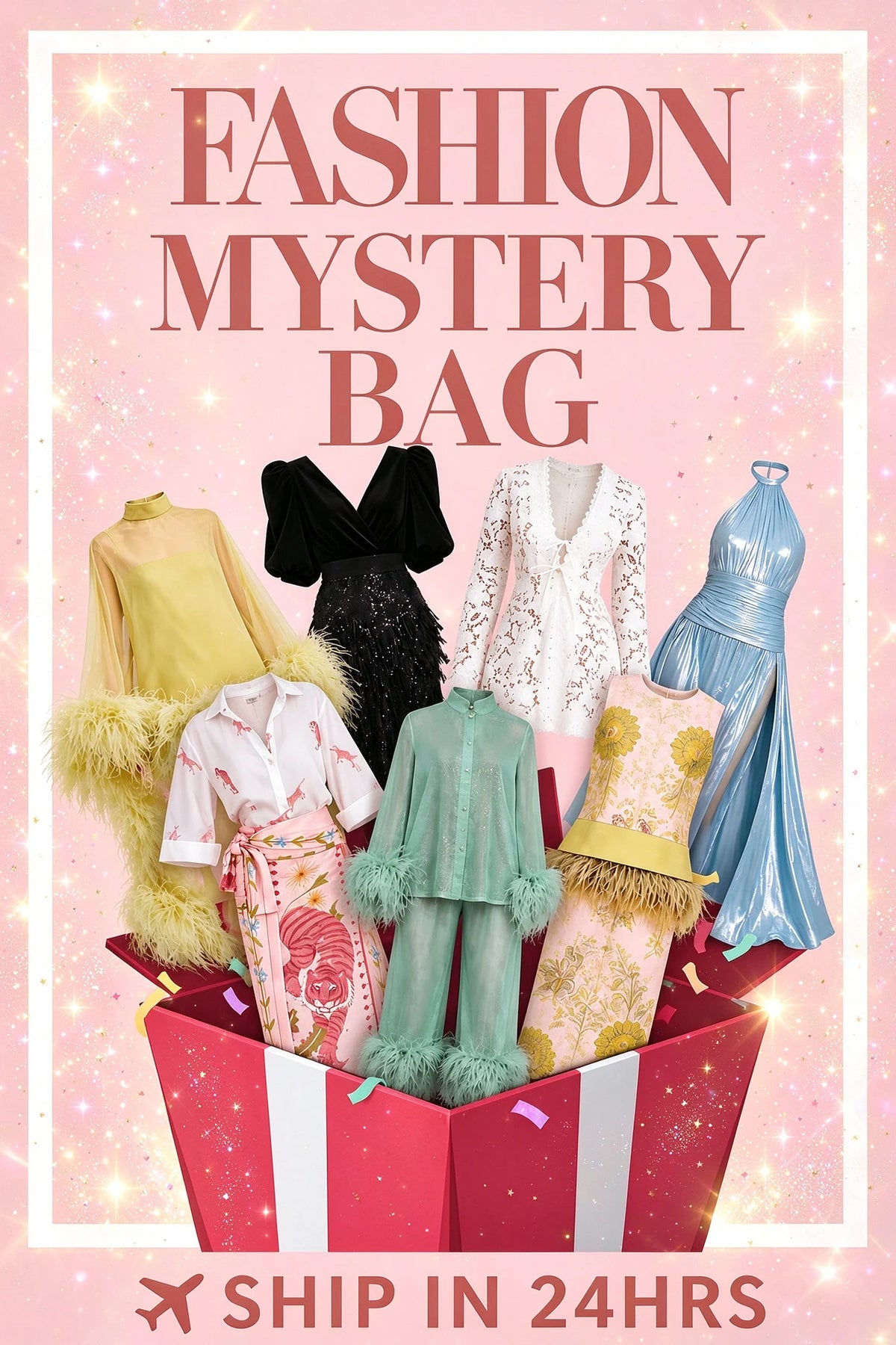 Women's Fashion Mystery Surprise Bag,Styles include dresses, blouses, matching sets & evening wear