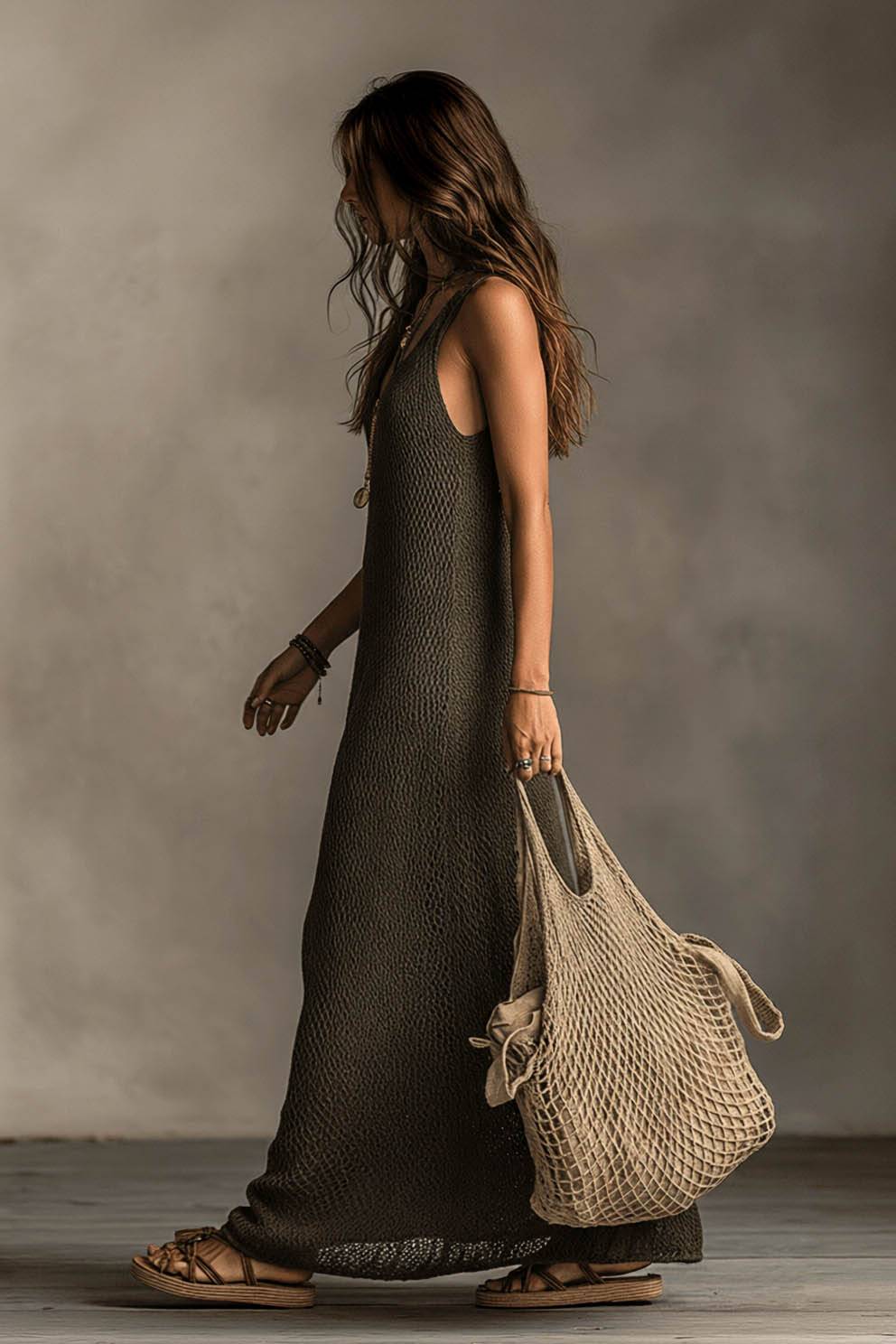 Minimalistisches Maxikleid aus lockerem Strick