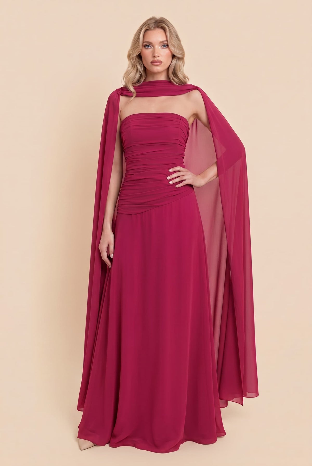 فستان ماكسي بكِبَرة مطوية