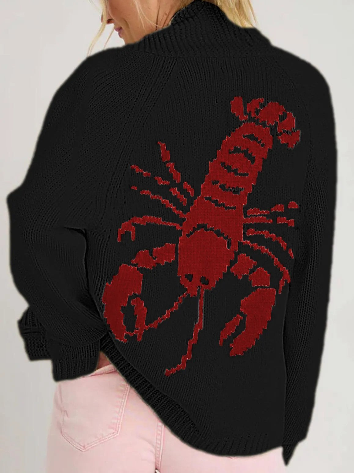 Lustige Strickjacke mit Hummermotiv
